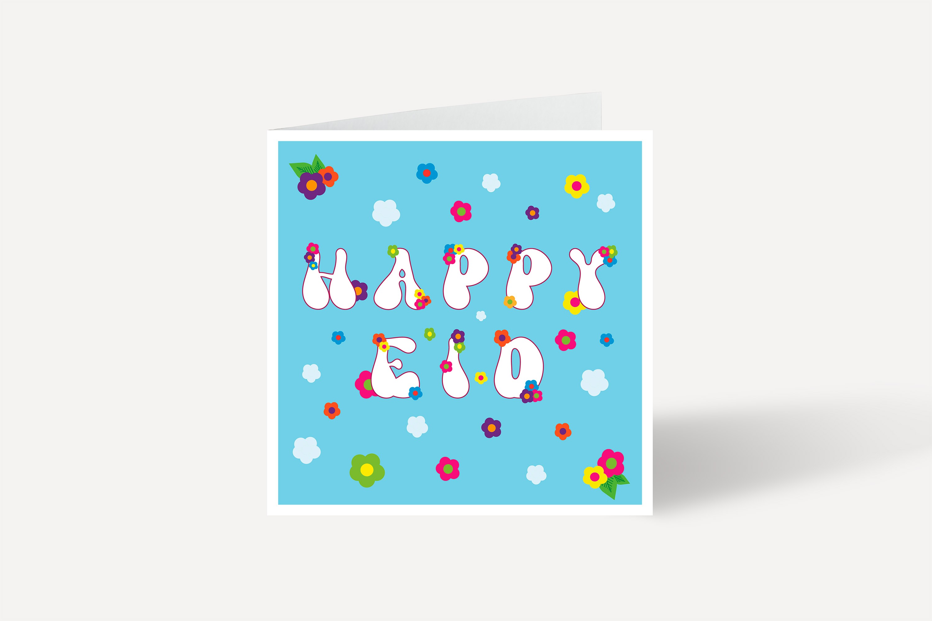 Floral Happy Eid card - Square Eid Card - Eid Celebration Card - Eid Greetings Card