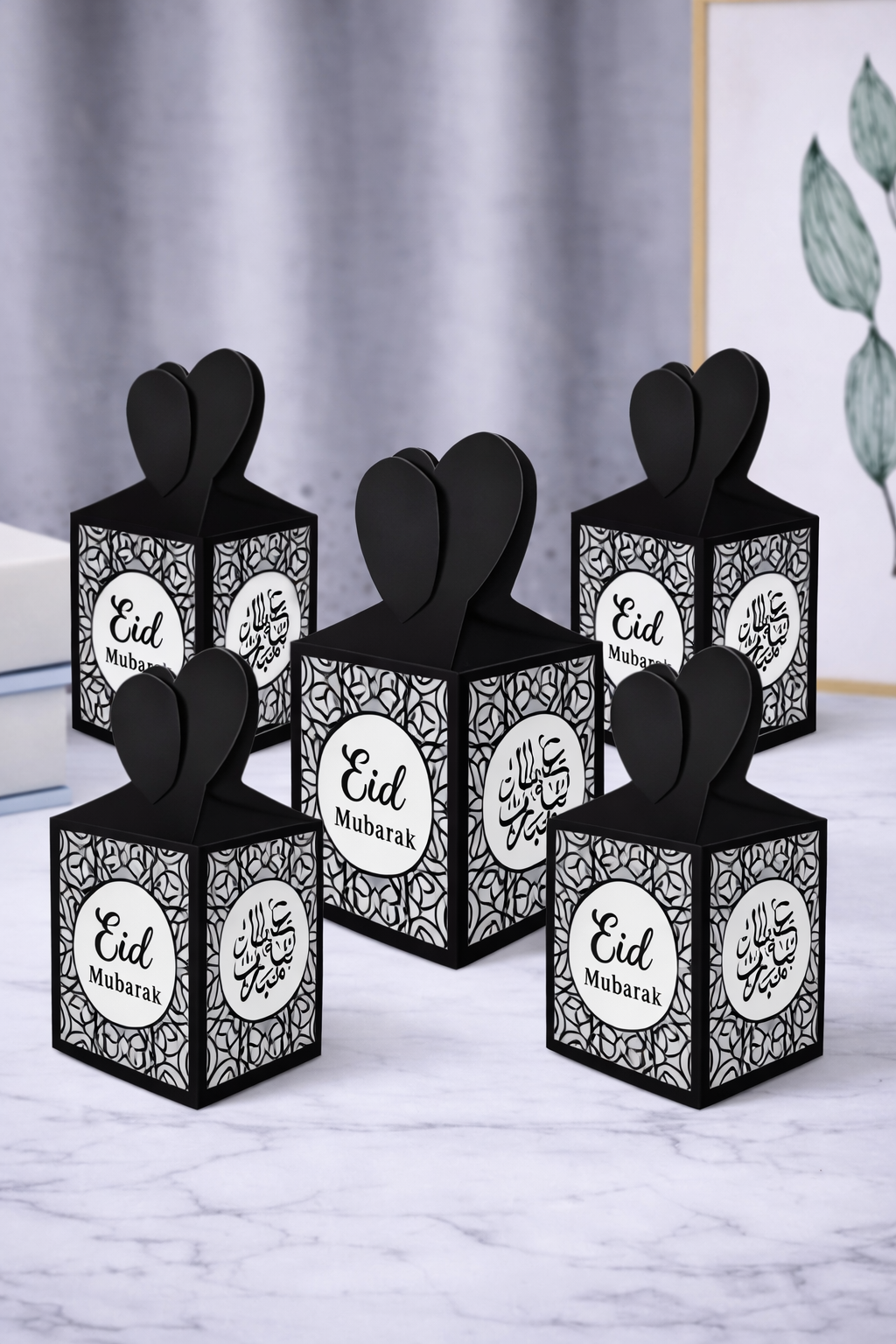Silver & Black Eid Gift Boxes (Pack of 5)