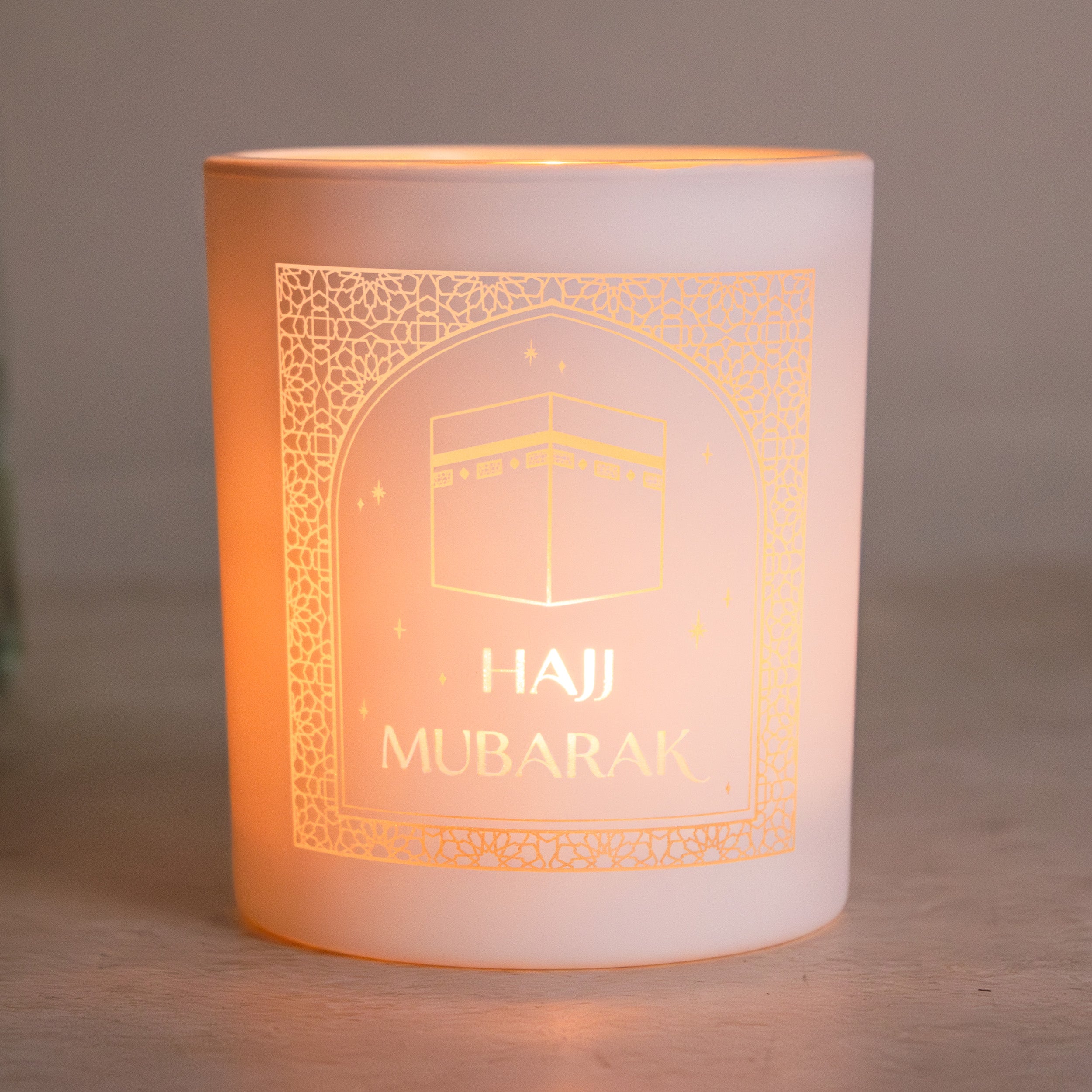HAJJ MUBARAK Illuminate Tea Light Holder - Islamic Home Decor - Islamic Tea Light Holder - Muslim Gift - Islamic Gift