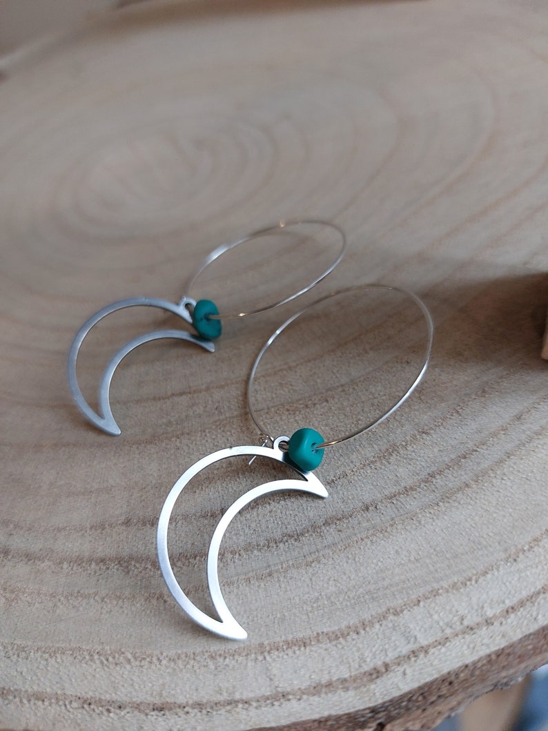 Ramadan Moon Hoop Drop Earrings