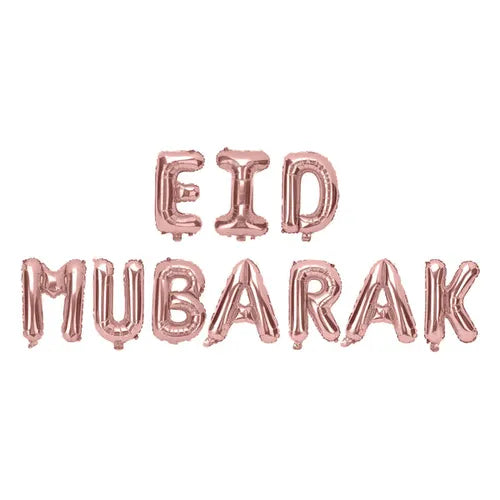 Eid Mubarak Foil Letter Balloons — Rose Gold
