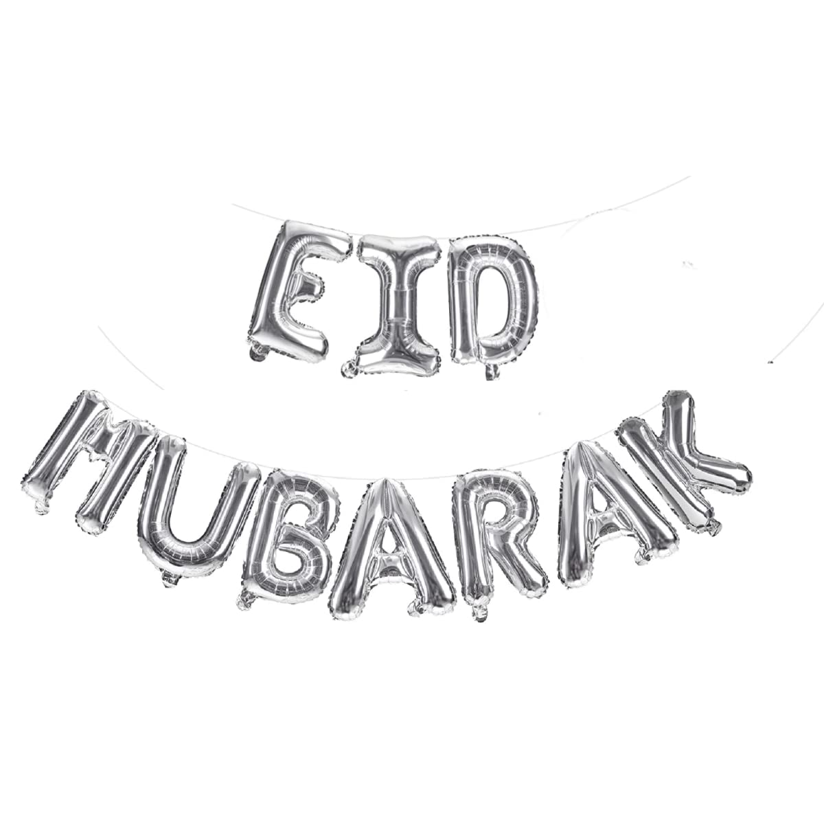 بالونات حروف عيد مبارك من الألمنيوم - فضي
