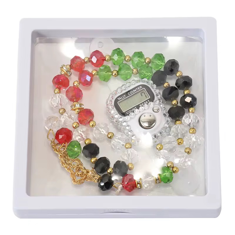 Digital Tasbeeh Counter with 33 Crystal Prayer Beads
