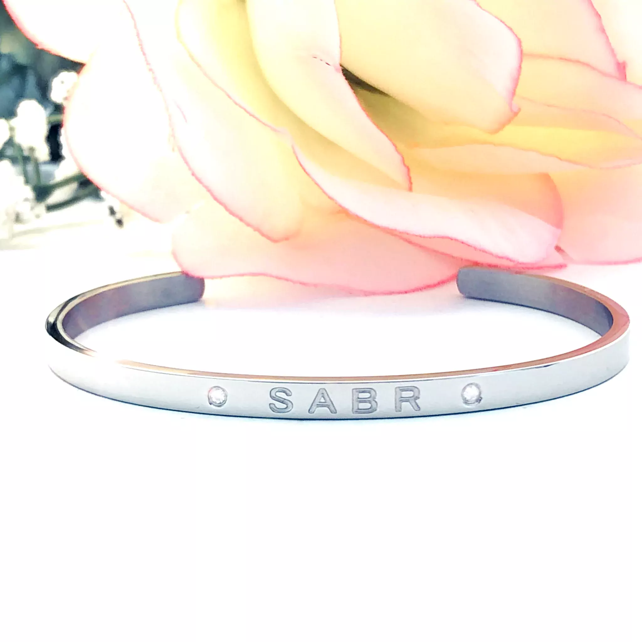 Patience Silver Tone Cuff Bangle \(Premium Stainless Steel\)