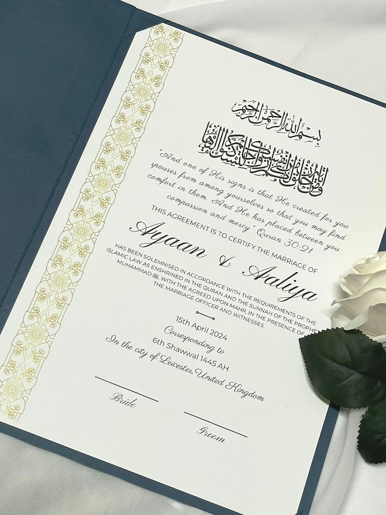 Personalised Islamic Nikkah Certificate