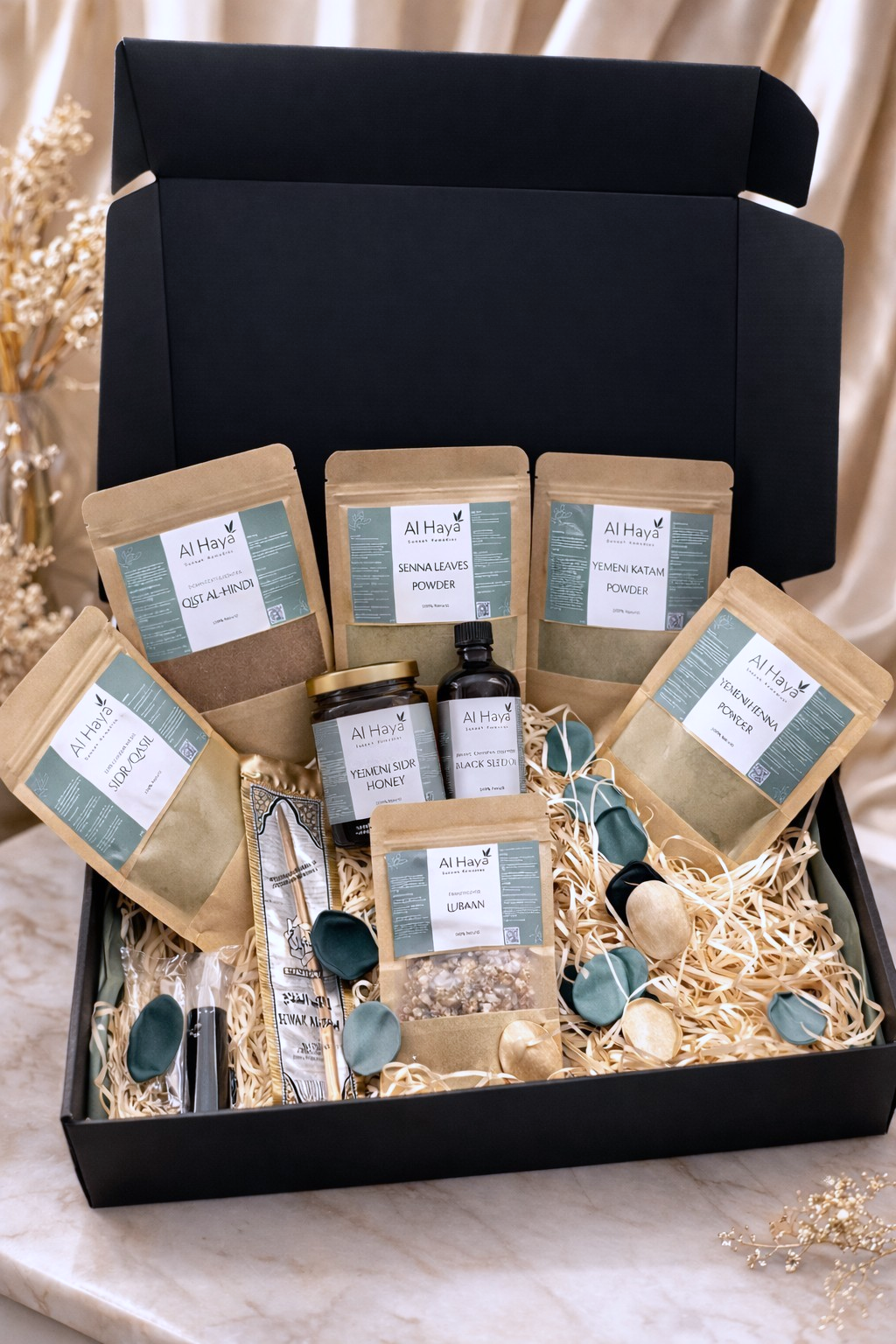Al Haya Sunnah Remedies Gift Box – Luxury Packaging , Add Your Handpicked Products - Sunnah Gift Box - Islamic Sunnah Gift Box - Sunnah Remedies Hampers