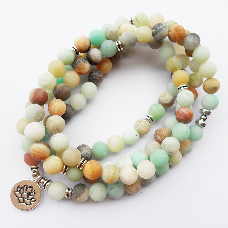 108 pcs Matte Amazonite Tasbih Prayer Beads Bracelet