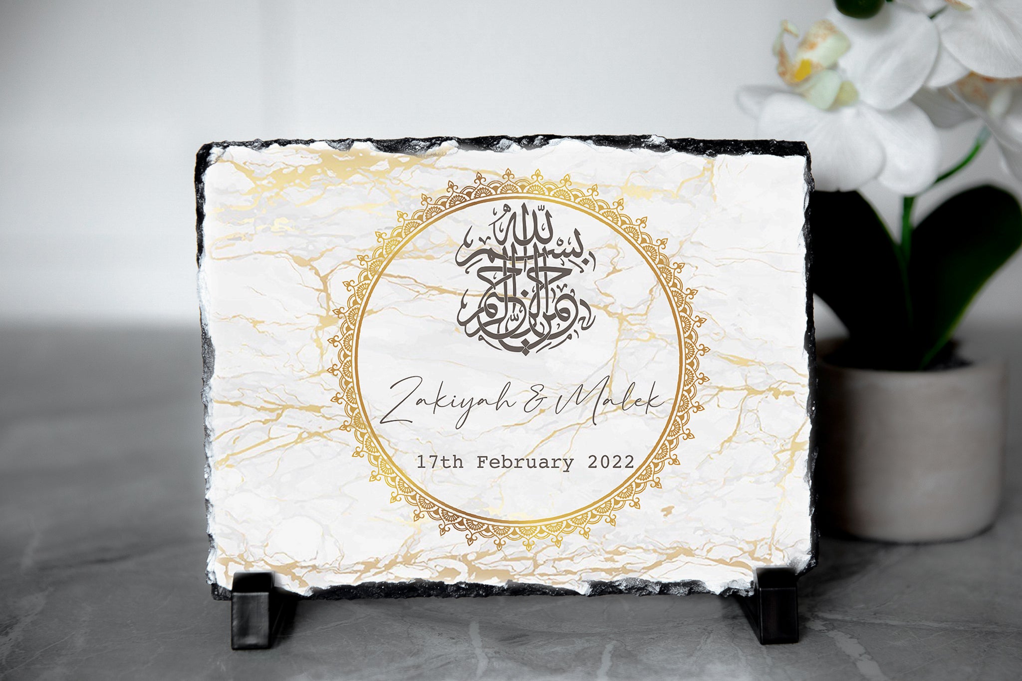 Personalised Bismillah Wedding Rock Slate