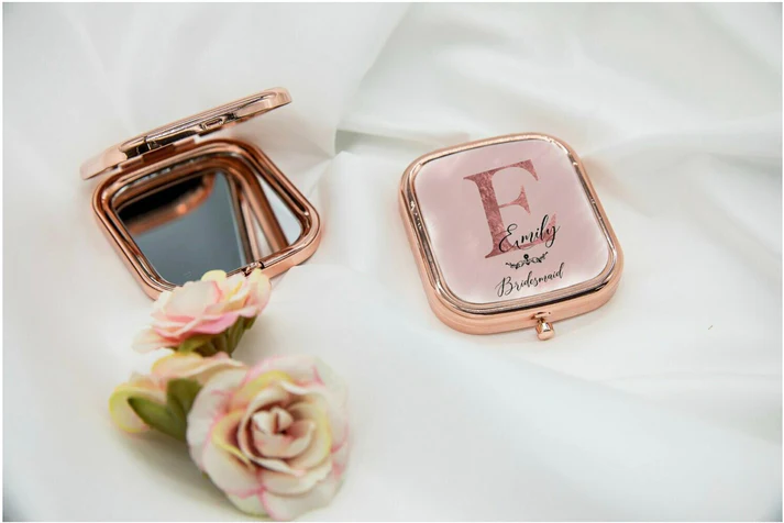 Personalised Rose Gold Compact Mirror — Nikkah Favour