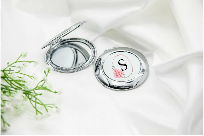 Personalised Round Compact Mirror — Nikkah Favour Gift