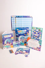 Ramadan Fun Bag - Blue - Ramadan Fun Bag - Ramadan Activity Set for Kids - Islamic Learning & Fun - Ramadan Gift for Children - DIY Ramadan Kit