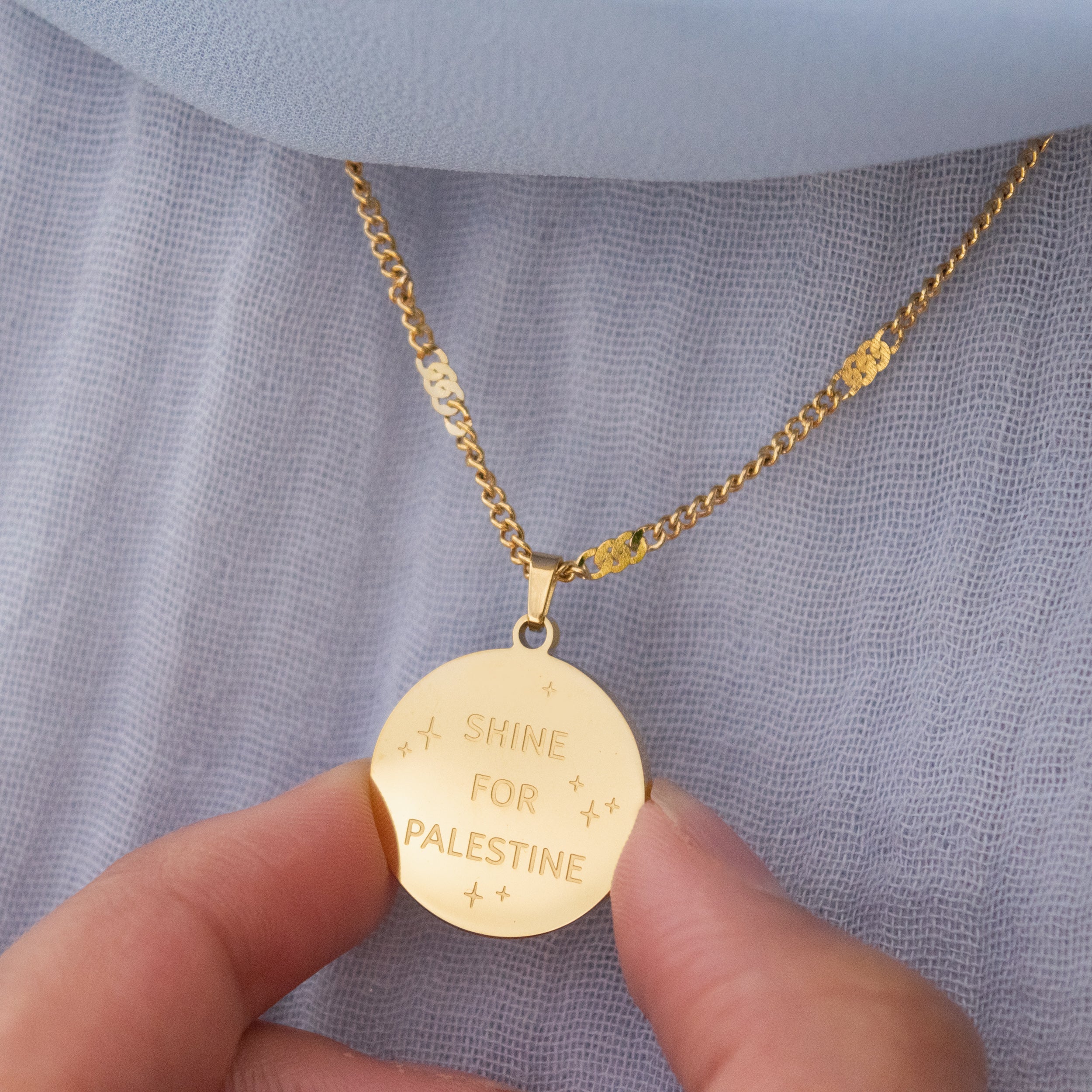 SHINE FOR PALESTINE PENDANT NECKLACE = PALESTINE NECKLACE - PALESTINE JEWELLERY - PALESTINE JEWELLERY GIFT - ISLAMIC JEWELELRY