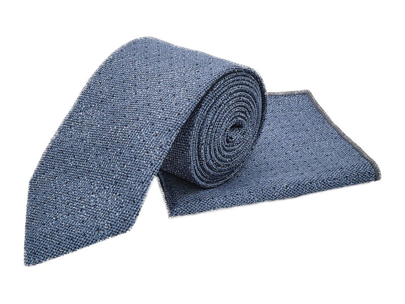 Sky blue and navy polka dot tie and pocket square set - Mens Accessories - Eid Gifts For Him - Islamic Gifts For Father or Husband - Muslim Men Clothing Accessories