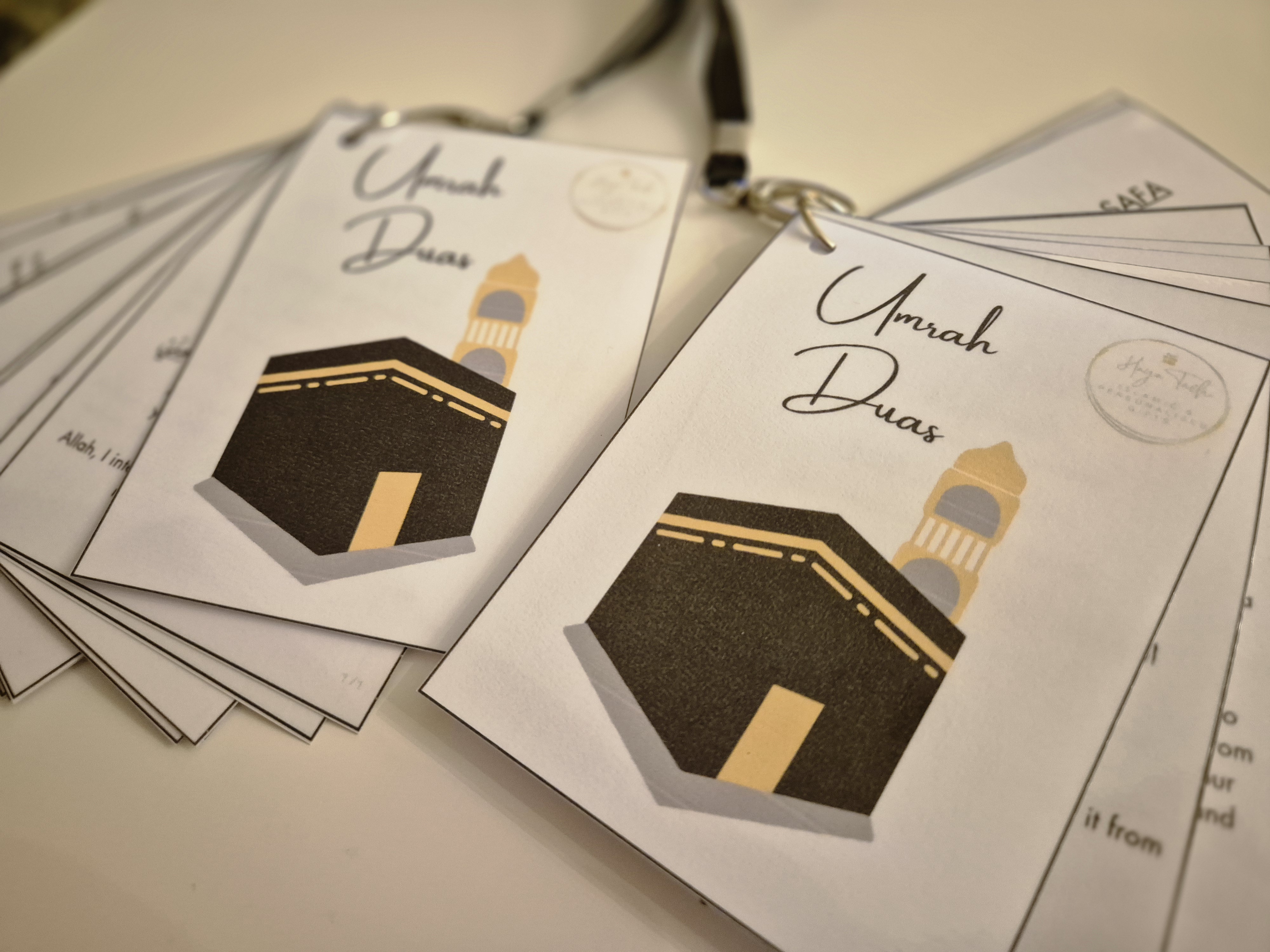 Personalised Umrah Dua Cards with Lanyard