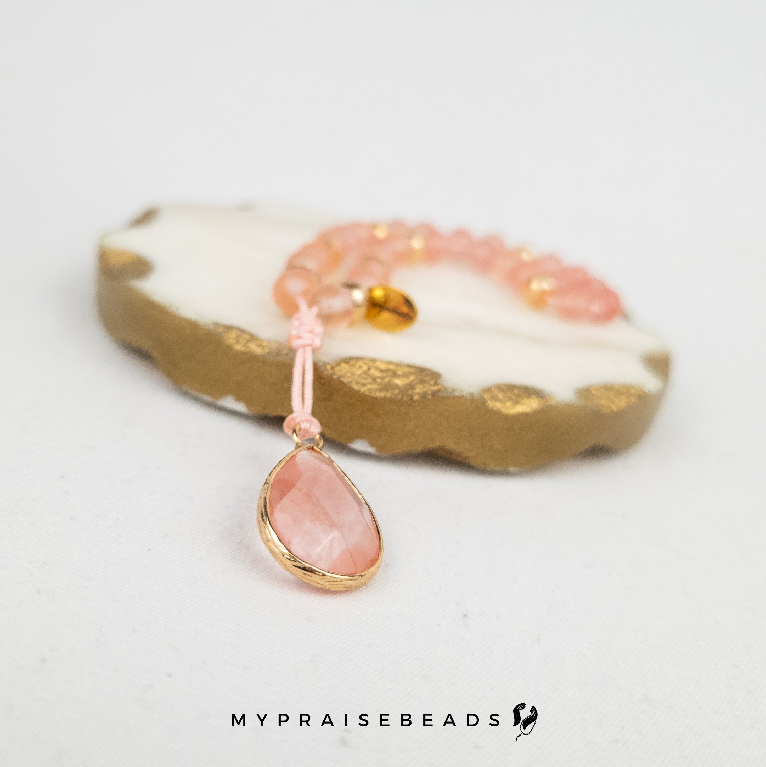 Watermelon Quartz Bracelet - 33 Beads - Include Luxury Pouch and Gift Box - Muslim Prayer Beads - Islamic Gifts - Islamic Tasbihs - Muslim Tasbeeh - Luxury Tasbih - Luxury Prayer Beads