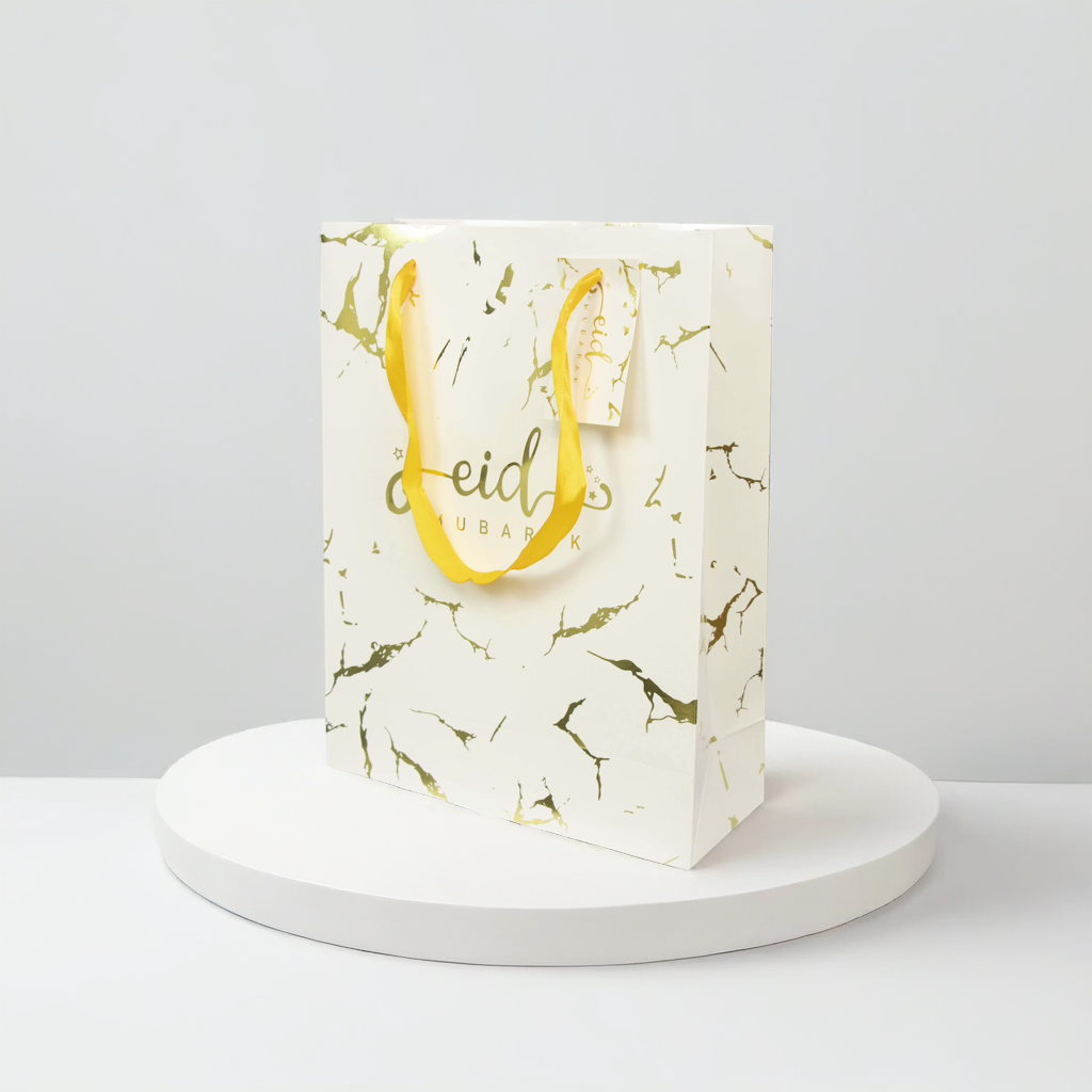 White & Gold Marble Eid Gift Bag