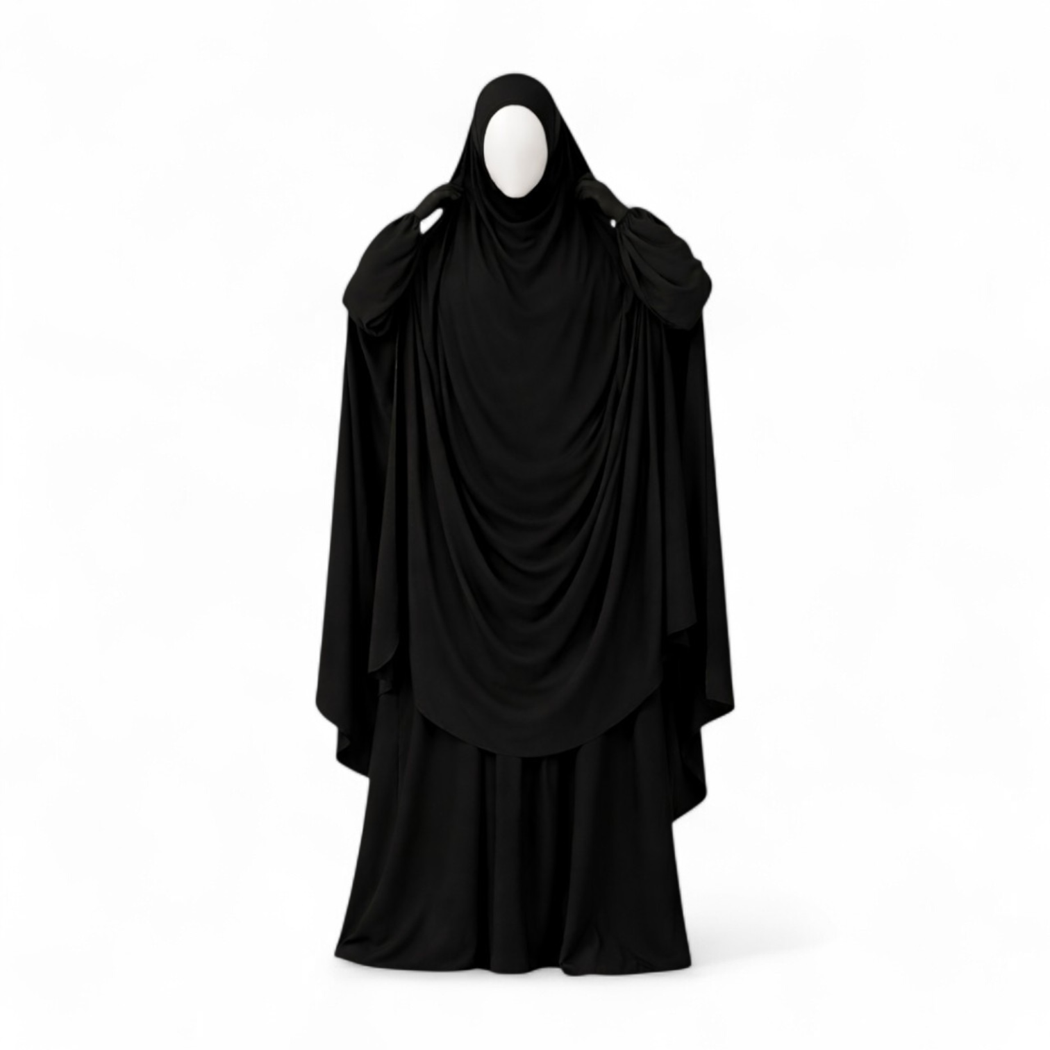 3-Piece Black Jilbab Fatima Set — Breastfeeding Friendly