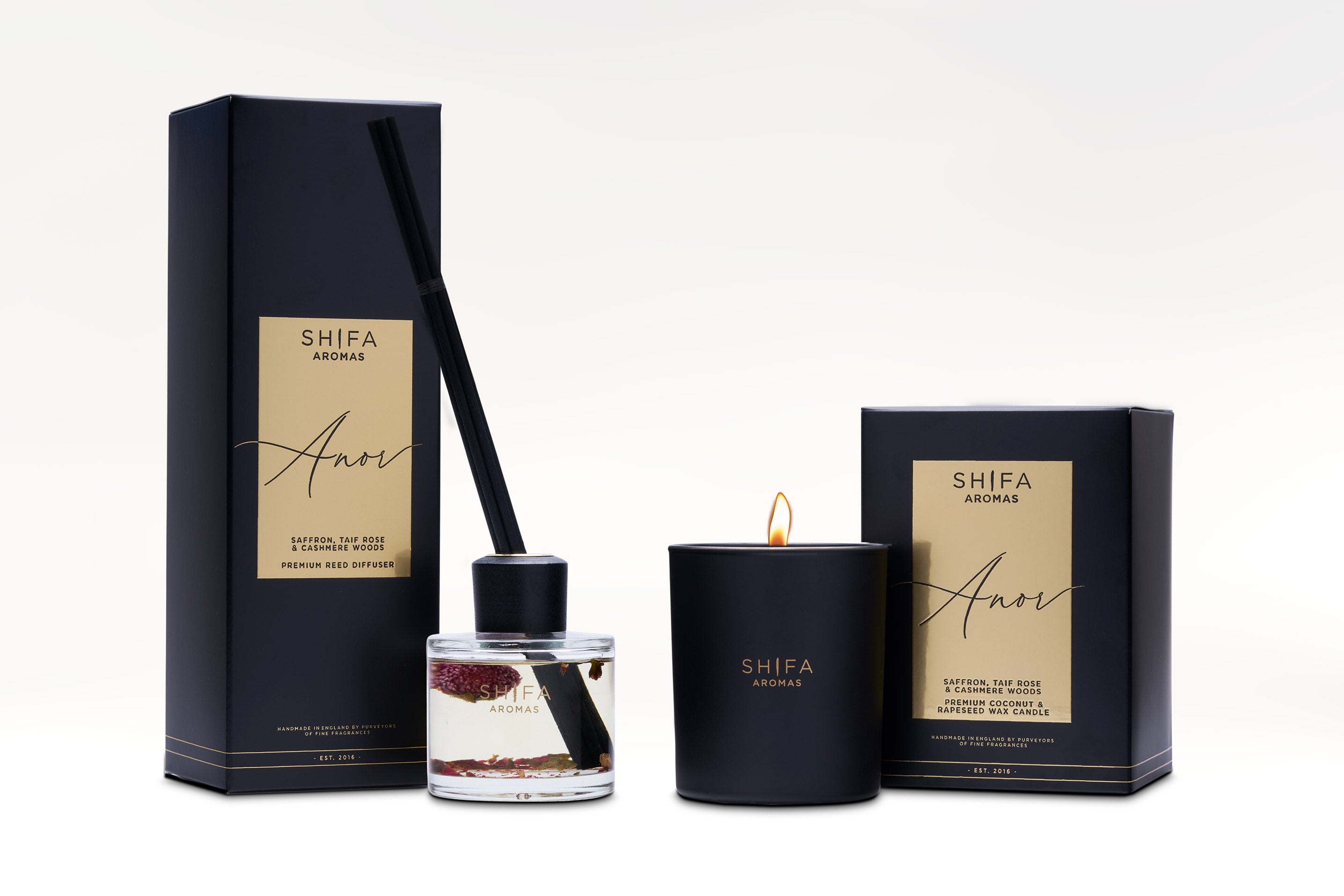 Anor Duo - 30cl Candle & 100ml Diffuser - Islamic Gift Set - Islamic Home Fragrance - Halal Fragrance - Islamic Fragrance - Islamic Home - New Muslim Home Gift - Nikkah Gift