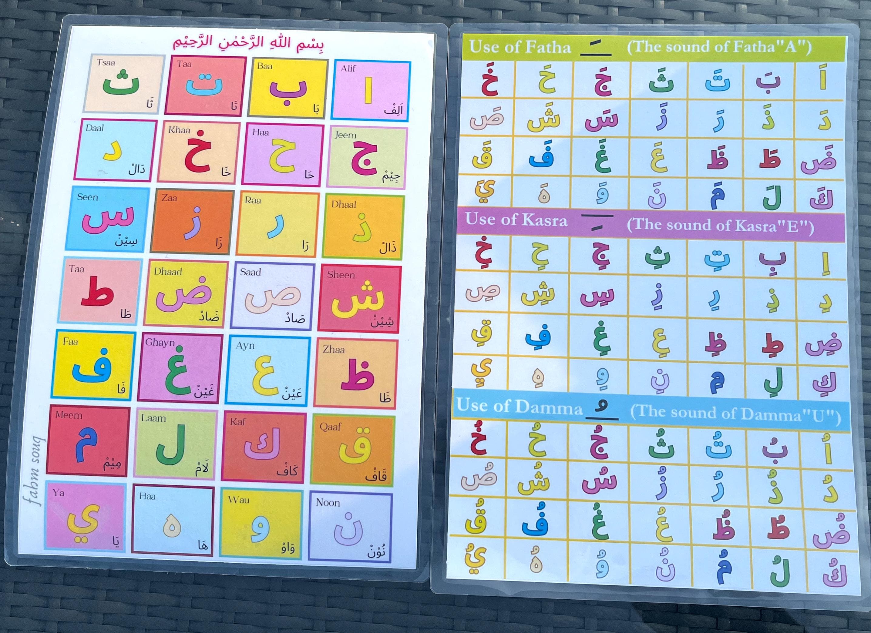 Arabic Alphabet Chart - Arabic Alphabet Qaida Card - Arabic Letters With Haraqahs