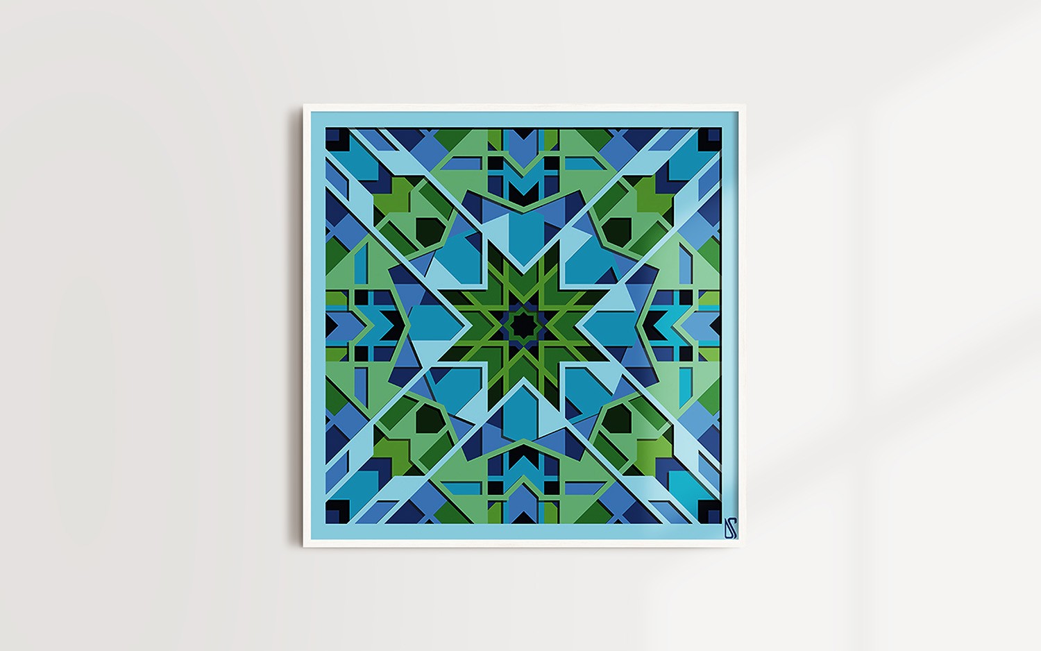 تصميم هندسي عربي — فن جداري إسلامي قابل للطباعة
