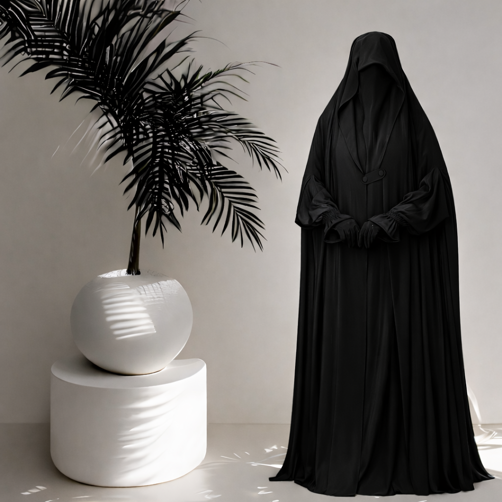 Beautiful Black Umil-Haya One-Piece Jilbab with Free Niqab
