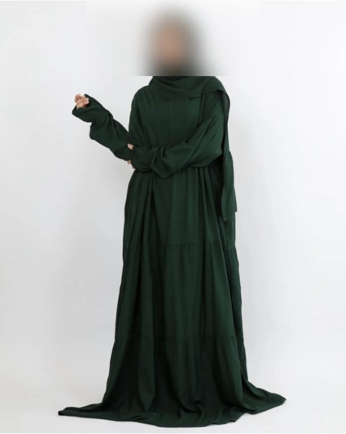 Forest Green Ladies Prayer Abaya with Attached Scarf