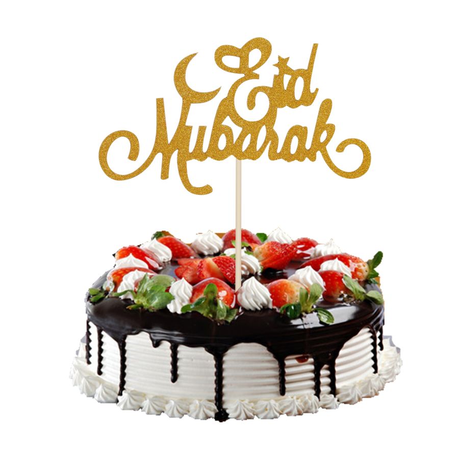 EidID Mubarak - Gold Glitter 1Pc cake topper