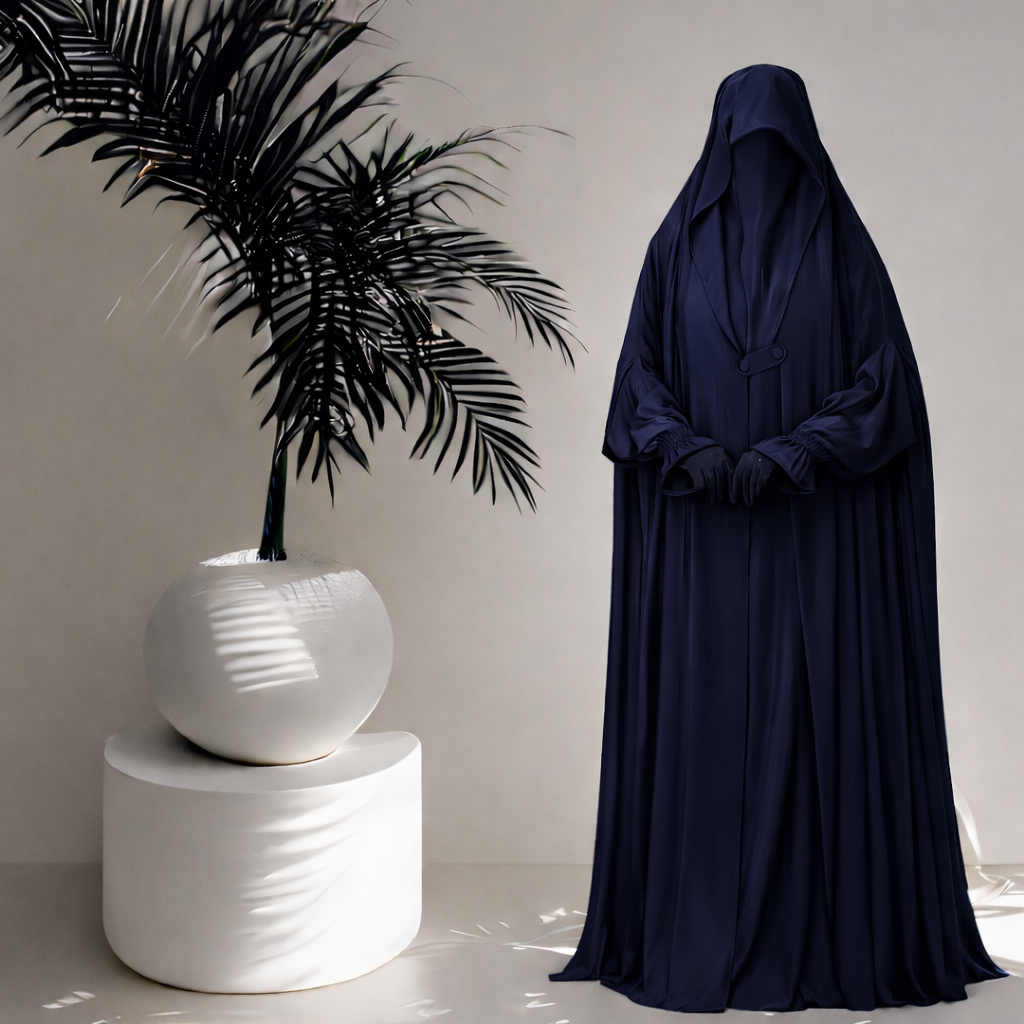 Navy One-Piece Umil-Haya Jilbab with Free Niqab