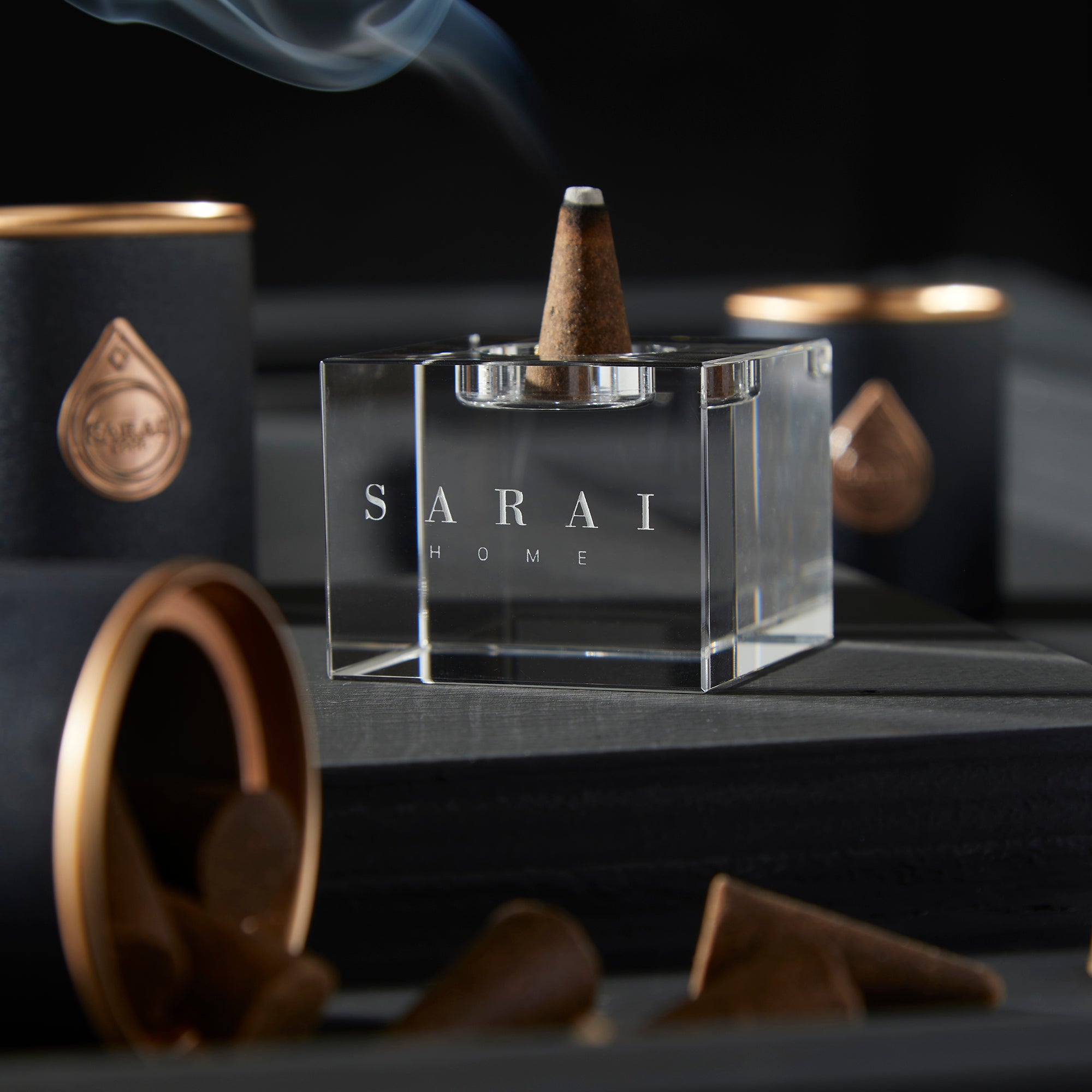 Incense Cone Trio & Clear burner - Luxury bakhoor cone set - Islamic home fragrance - Ramadan home scent gift - Premium oud incense cones