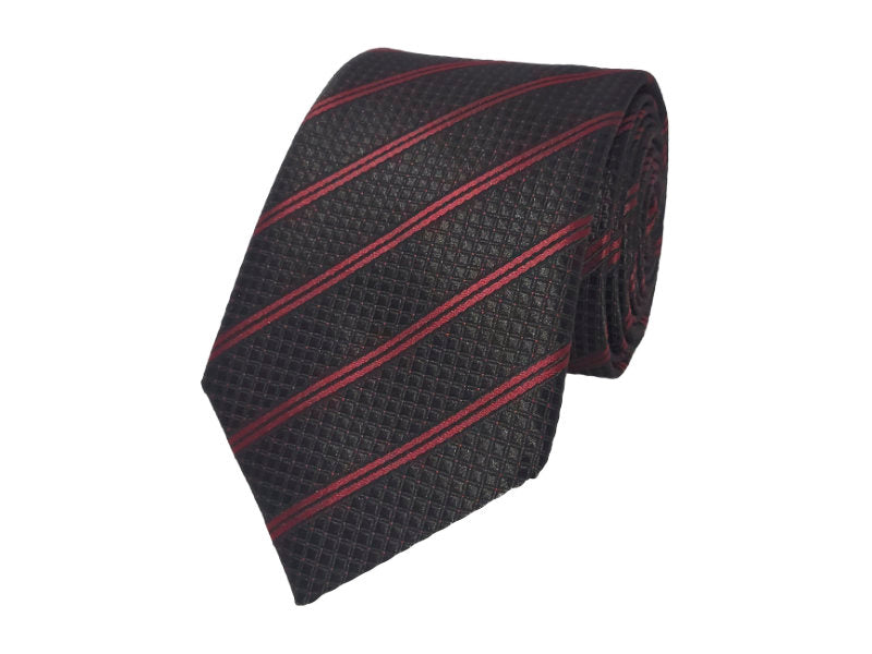 Berry & Black Double Striped Tie