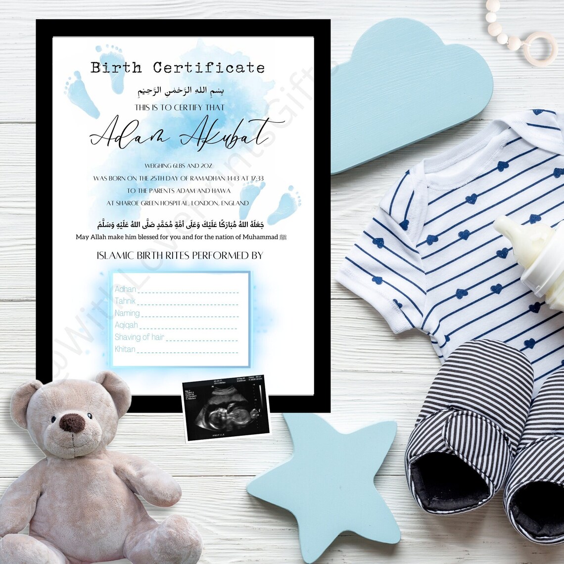 Personalised Islamic Birth Certificate — Digital Download