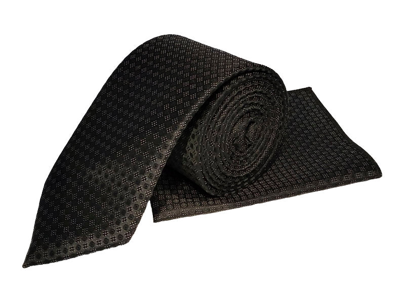 Black and white patterned tie and pocket square set - Eid Gifts For Him - Mens Accessories - Islamic Gifts For Father or Husband - Muslim Men Clothing Accessories