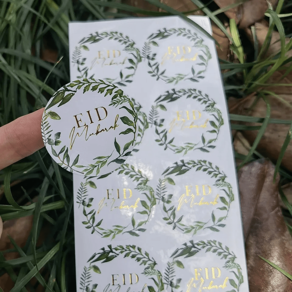 Botanical Foil Print Eid Mubarak Stickers (Pack of 10)