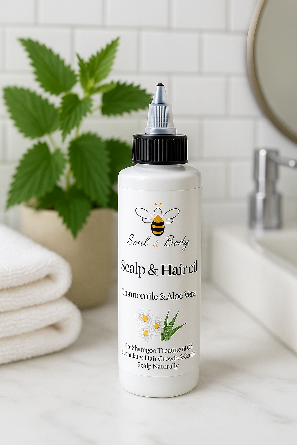 Chamomile & Aloe Vera Hair Oil – Lightweight, Nourishing & Soothing for Shine & Hydration