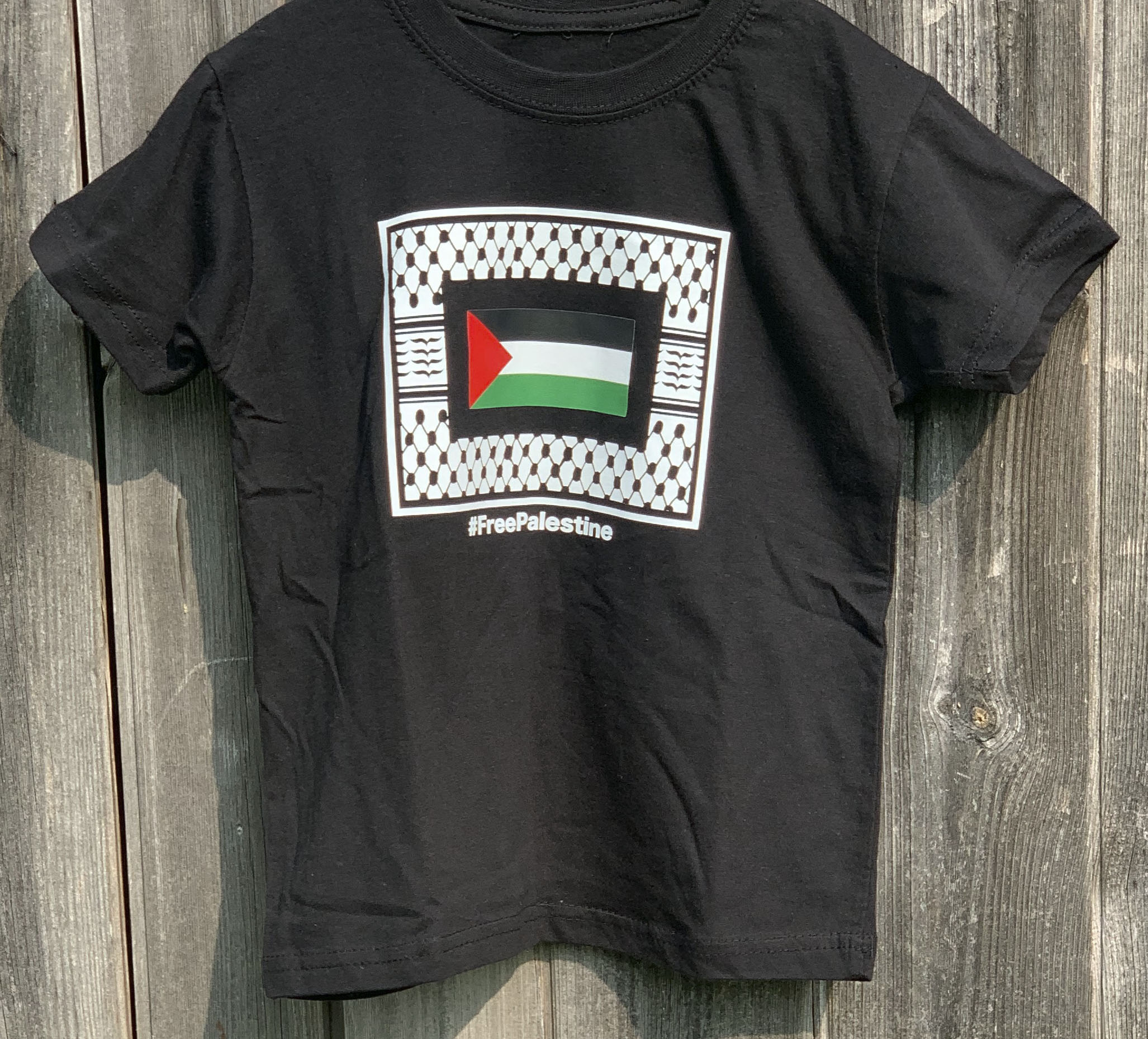 Children's Palestine Flag T-Shirt with Keffiyeh Design