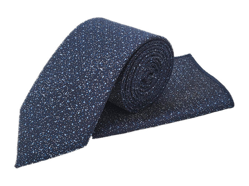 Cobalt Blue Polka Dot Tie and Pocket Square Set
