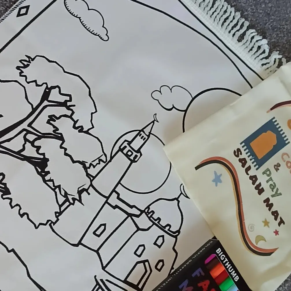 Colour & Pray Salah Mat Set - Activity colouring - Islamic Toys for Kids