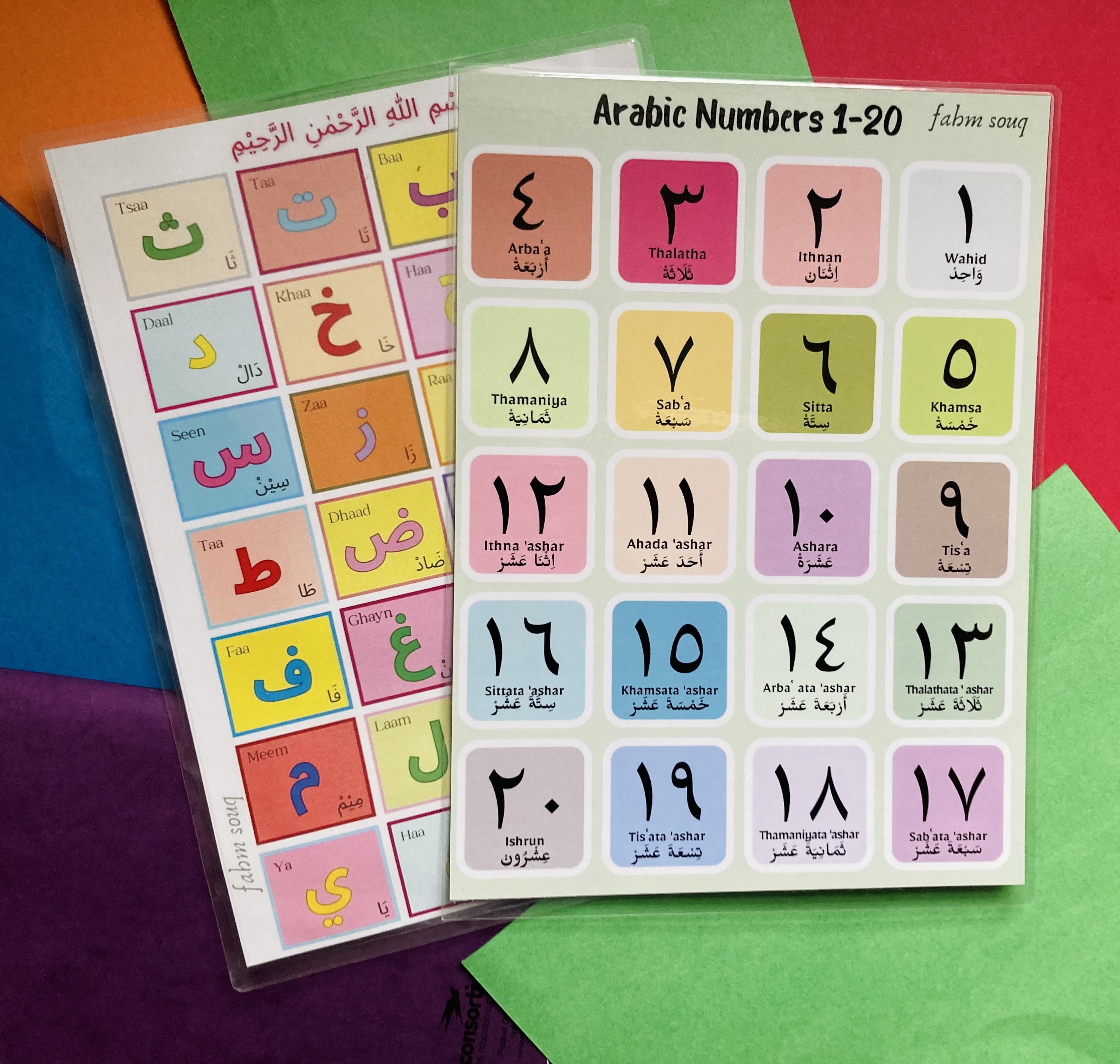 Arabic Alphabet and Number Cards for Kids