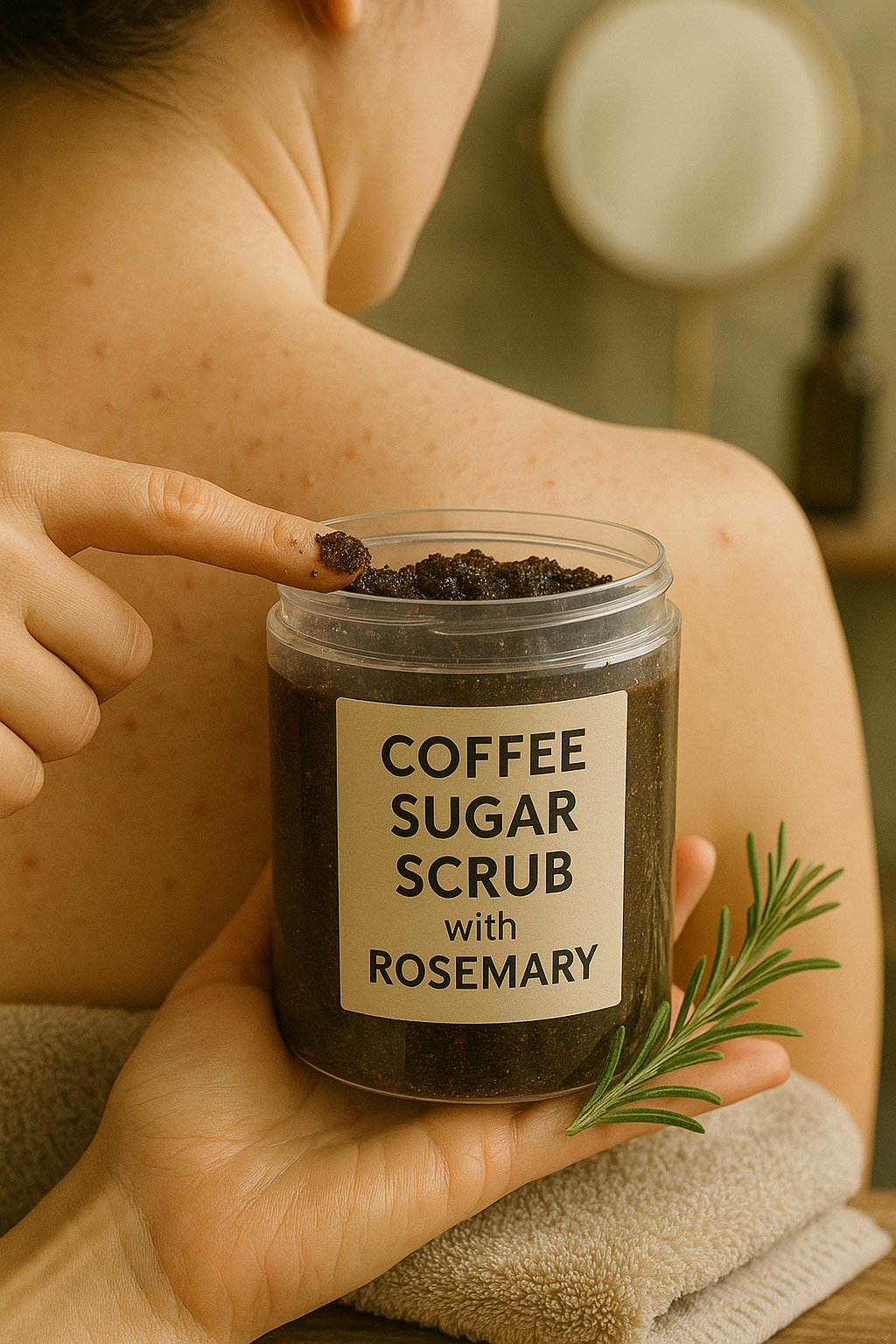 Detox Buff Coffee Sugar Scrub with Rosemary – Exfoliating Body Scrub for Back Acne, Rough Skin & Radiant Glow