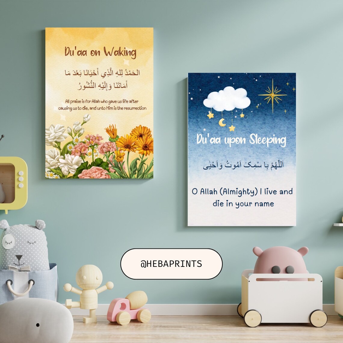 Morning & Night Dua Prints — Islamic Nursery Wall Art