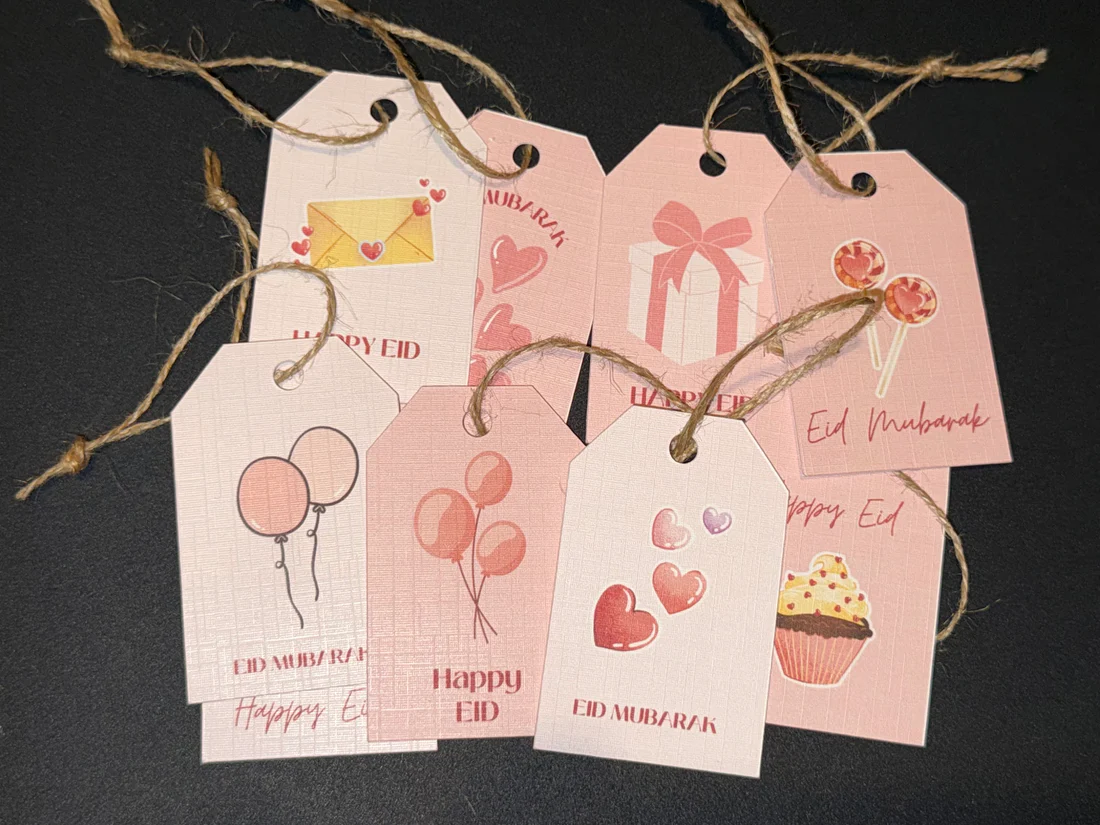 Eid Mubarak Gift Tags — Pink (Pack of 9)