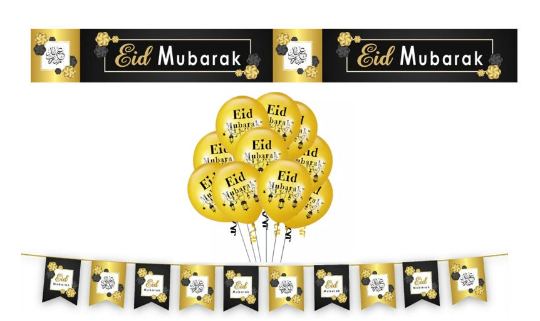 Eid Mubarak Celebration Set — Black & Gold