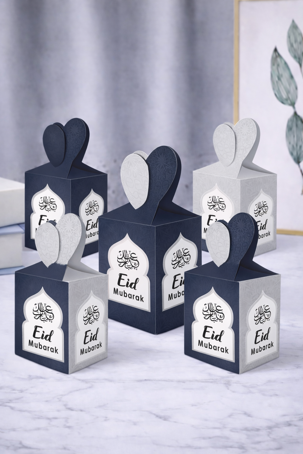 Eid Mubarak Gift Box \(Dark Blue & Silver\) - Eid Gift Box - Islamic Gift Box For Eid - Eid Celebration Gift Box - Eid Box