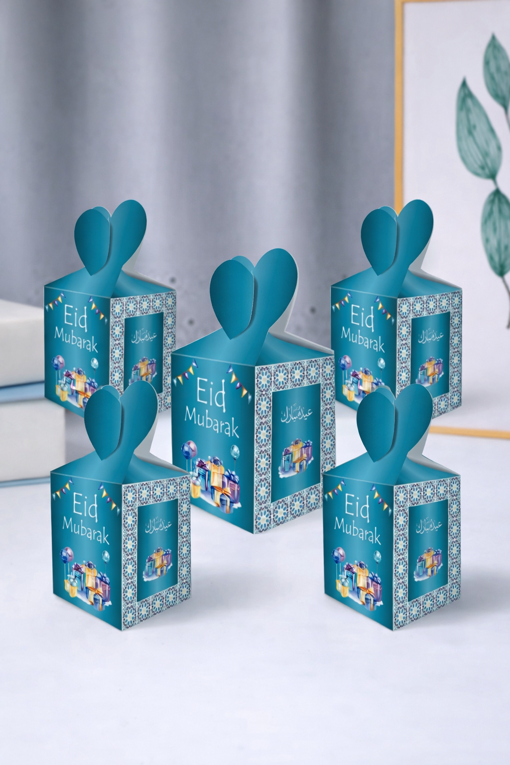 Eid Mubarak Gift Boxes Boxes \(Turquoise/Mosaic\) - Eid Gift Box - Islamic Gift Box For Eid - Eid Box - Eid Celebration Gift Box