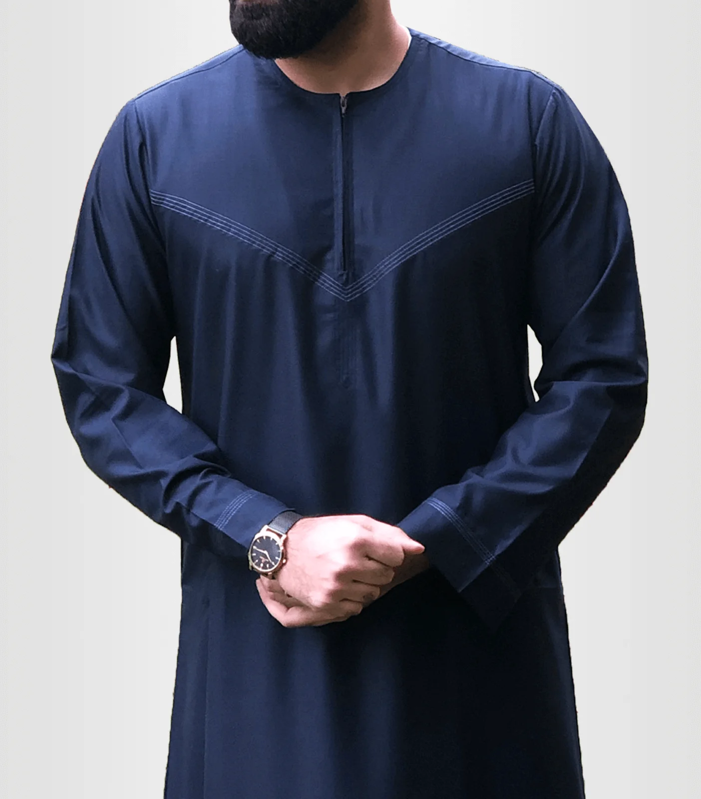 Emirati Thobe in Navy with Contrast Details